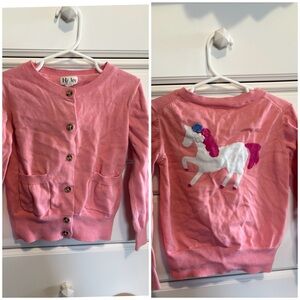 Hatley Pink Kids Cardigan with Unicorn Design size 5